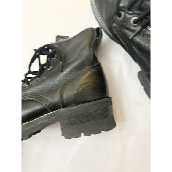 RARE VTG Skechers Chunky Platform Combat Leather Boots 8.5 90s Y2K Black Women - Picture 2 of 7